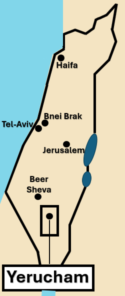 Map of Israel highlighting Yerucham